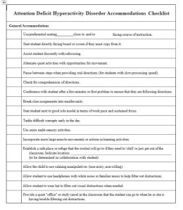 ADHD Accommodations Checklist Page 1